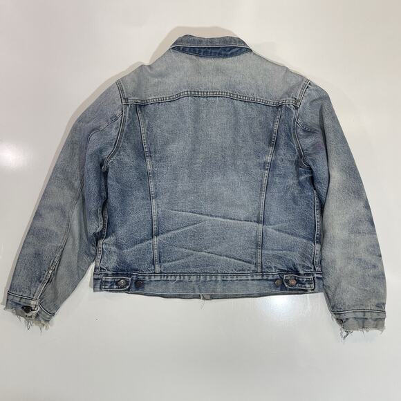 VTG Levi’s Men’s Jacket L Denim Trucker Blanket Lined Distressed USA Made Faded - Picture 11 of 12